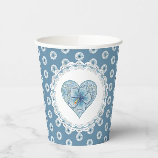 Hibiscus & kant TURQUOISE Papieren Bekers (Links)