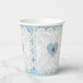 Hibiscus & kant TURQUOISE Papieren Bekers (Achterkant)