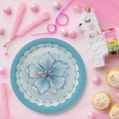 Hibiscus & kant TURQUOISE Papieren Bordje (Feest)