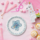 Hibiscus & kant TURQUOISE Papieren Bordje (Feest)