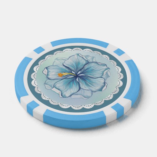 Hibiscus & kant TURQUOISE Poker Chips (Enkel)
