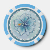 Hibiscus & kant TURQUOISE Poker Chips (Achterkant)