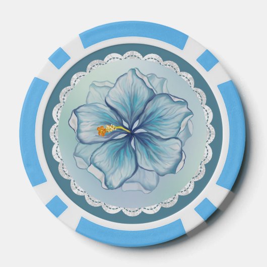 Hibiscus & kant TURQUOISE Poker Chips (Achterkant)