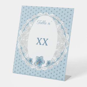 Hibiscus & kant TURQUOISE Reclamebord Met Voetstuk