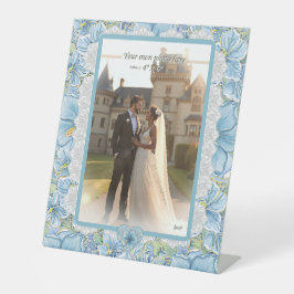 Hibiscus & kant TURQUOISE Reclamebord Met Voetstuk