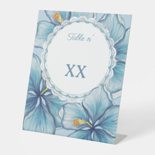 Hibiscus & kant TURQUOISE Reclamebord Met Voetstuk