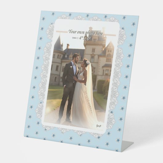 Hibiscus & kant TURQUOISE Reclamebord Met Voetstuk (Voorkant)