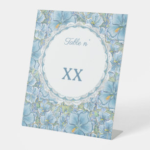 Hibiscus & kant TURQUOISE Reclamebord Met Voetstuk