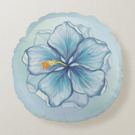 Hibiscus & kant TURQUOISE Rond Kussen