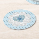 Hibiscus & kant TURQUOISE Ronde Kartonnen Onderzetter (Gebogen)