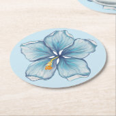 Hibiscus & kant TURQUOISE Ronde Kartonnen Onderzetter (Gebogen)