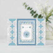 Hibiscus & kant TURQUOISE RSVP Kaartje (Staand voorkant)