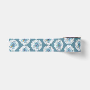 Hibiscus & kant TURQUOISE Satijnen Lint