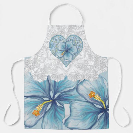 Hibiscus & kant TURQUOISE Schort (Voorkant)