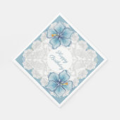 Hibiscus & kant TURQUOISE Servet (Hoek)