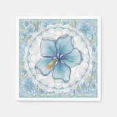 Hibiscus & kant TURQUOISE Servet (Voorkant)