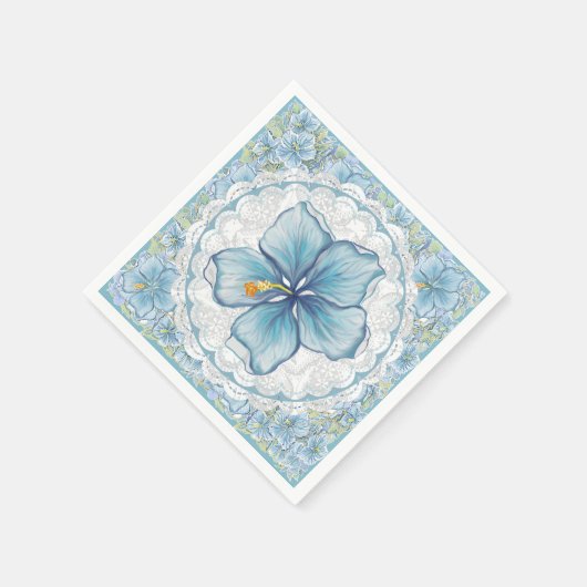 Hibiscus & kant TURQUOISE Servet (Hoek)