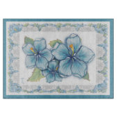 Hibiscus & kant TURQUOISE Snijplank (Voorkant)