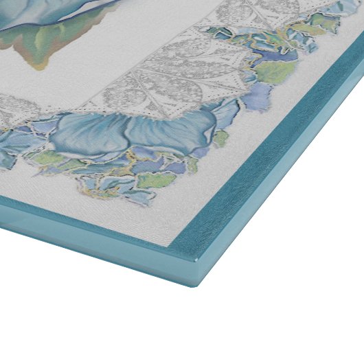 Hibiscus & kant TURQUOISE Snijplank (Hoek)