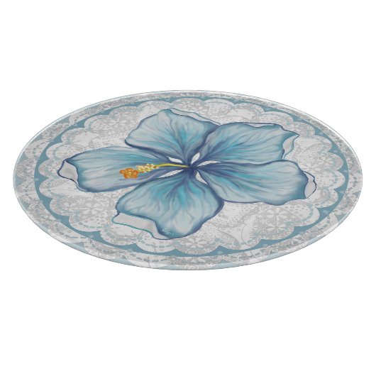 Hibiscus & kant TURQUOISE Snijplank (Hoek)