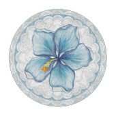 Hibiscus & kant TURQUOISE Snijplank (Voorkant)