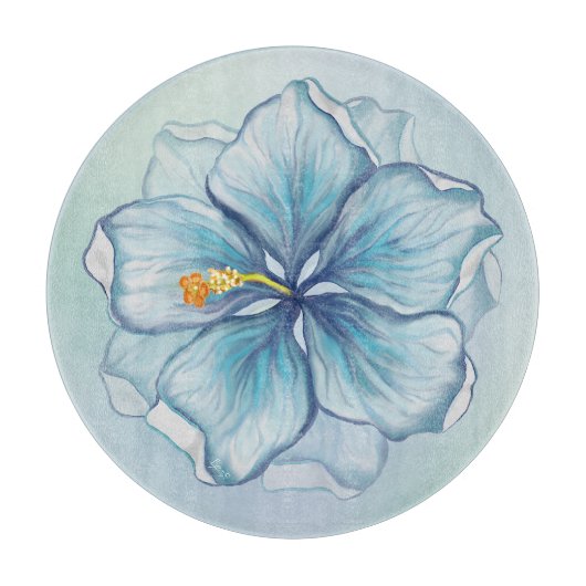 Hibiscus & kant TURQUOISE Snijplank (Voorkant)