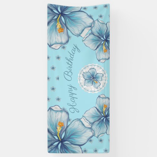 Hibiscus & kant TURQUOISE Spandoek (Verticaal)
