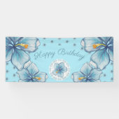 Hibiscus & kant TURQUOISE Spandoek (Horizontaal)