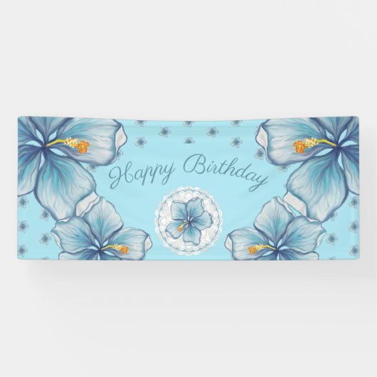 Hibiscus & kant TURQUOISE Spandoek (Horizontaal)