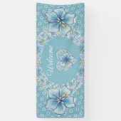 Hibiscus & kant TURQUOISE Spandoek (Verticaal)