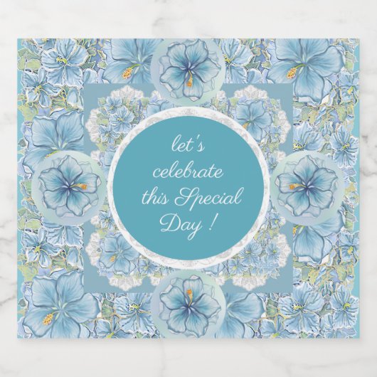 Hibiscus & kant TURQUOISE Sparkling Wijnetiket (Enkel label)