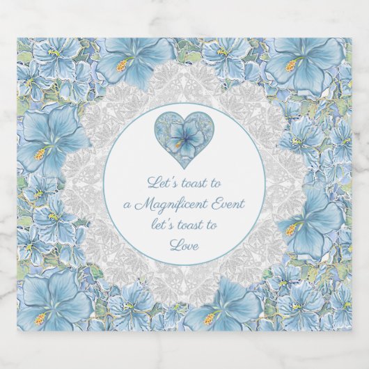 Hibiscus & kant TURQUOISE Sparkling Wijnetiket (Enkel label)