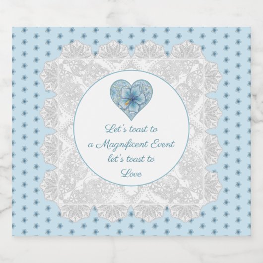 Hibiscus & kant TURQUOISE Sparkling Wijnetiket (Enkel label)