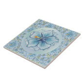 Hibiscus & kant TURQUOISE Tegeltje (Zijkant)