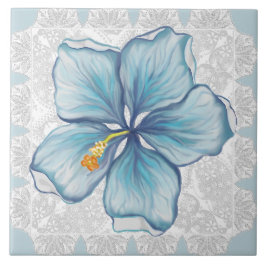 Hibiscus & kant TURQUOISE Tegeltje