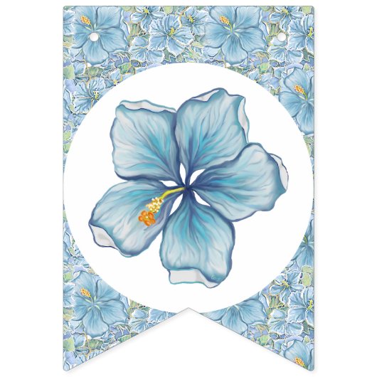 Hibiscus & kant TURQUOISE Vlaggetjes (Eerste vlag)