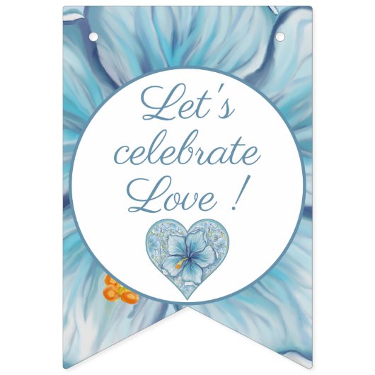 Hibiscus & kant TURQUOISE Vlaggetjes (Tweede vlag)