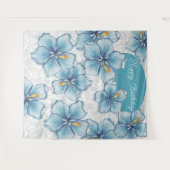 Hibiscus & kant TURQUOISE Wandkleed (Voorkant (horizontaal))