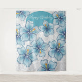 Hibiscus & kant TURQUOISE Wandkleed (Voorkant)