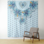 Hibiscus & kant TURQUOISE Wandkleed (In situ)