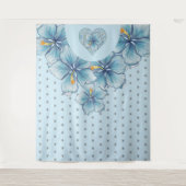 Hibiscus & kant TURQUOISE Wandkleed (Voorkant)