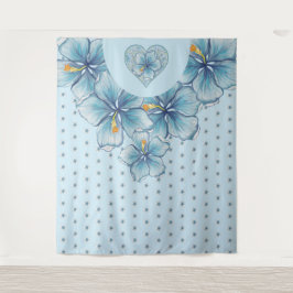 Hibiscus & kant TURQUOISE Wandkleed