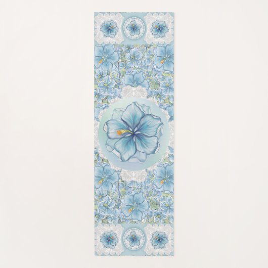 Hibiscus & kant TURQUOISE Yogamat (Voorkant)