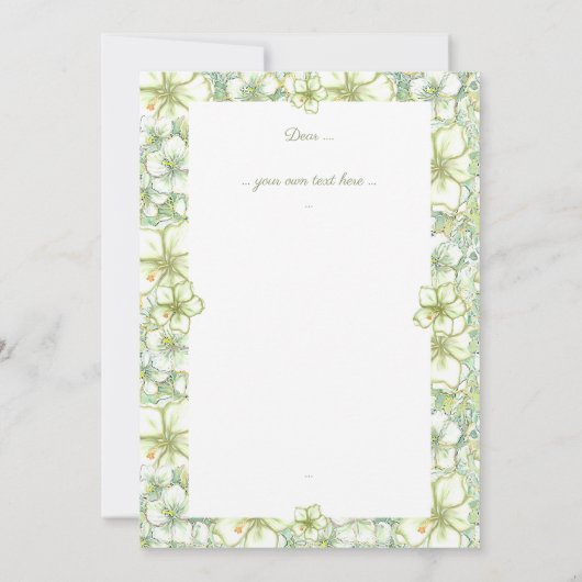 Hibiscus & kant WIT Bedankkaart (Achterkant)