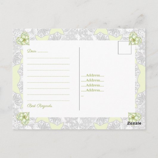 Hibiscus & kant WIT Briefkaart (Achterkant)