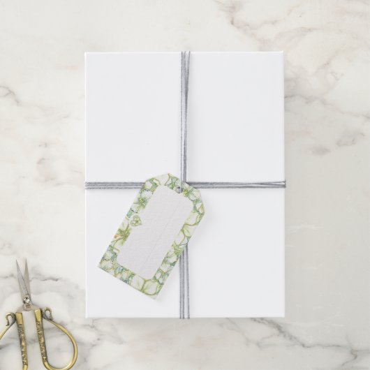 Hibiscus & kant WIT Cadeaulabel (Met Touw)