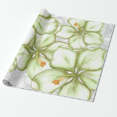 Hibiscus & kant WIT Cadeaupapier (Uitgerold)