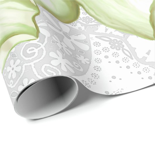 Hibiscus & kant WIT Cadeaupapier (Rol Hoek)