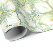 Hibiscus & kant WIT Cadeaupapier (Rol Hoek)