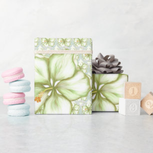 Hibiscus & kant WIT Cadeaupapier